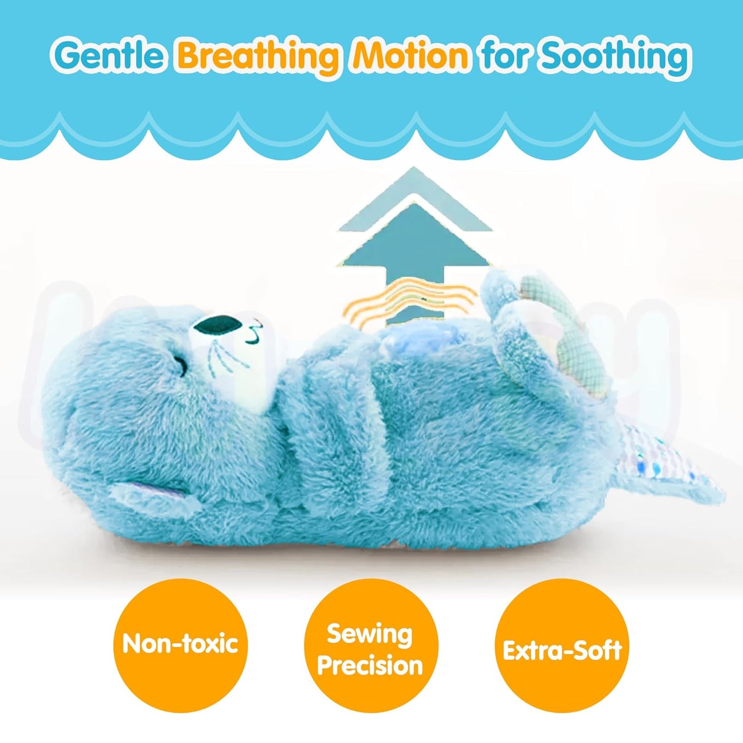 Kidology Breathing Teddy Bear Baby Plush with Music & Lights, Interactive Toy for Sensory Learning, Soft Stuffed Animal for Newborn Babies, Musical Toys Kids, Valentine Gift, Light Blue
