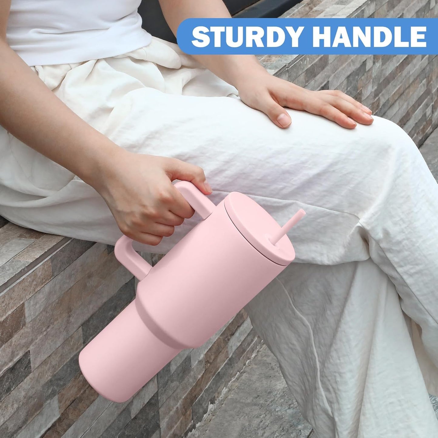 1200 ml Insulated Stainless Steel Tumbler with Handle & Straw 1200 ml Travel Tumbler – Hot & Cold, Cupholder Friendly