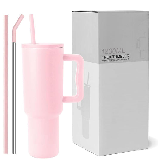 1200 ml Insulated Stainless Steel Tumbler with Handle & Straw 1200 ml Travel Tumbler – Hot & Cold, Cupholder Friendly