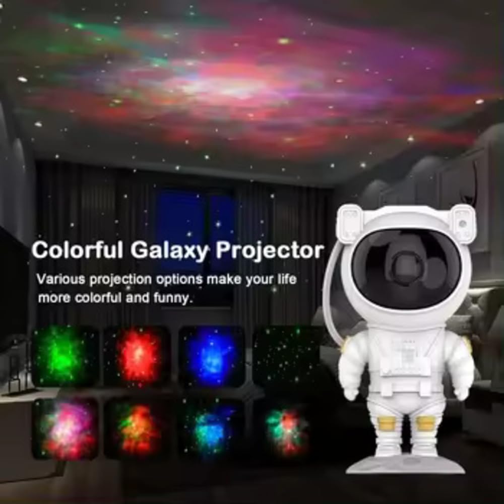 molinon Plastic Astronaut Galaxy Projector Robot Star Sky Space Night Light LED Lamp With Remote 360 Adjustable For Home, Tents, Gifts, Baby, Bedroom Gaming Room And Dance Party