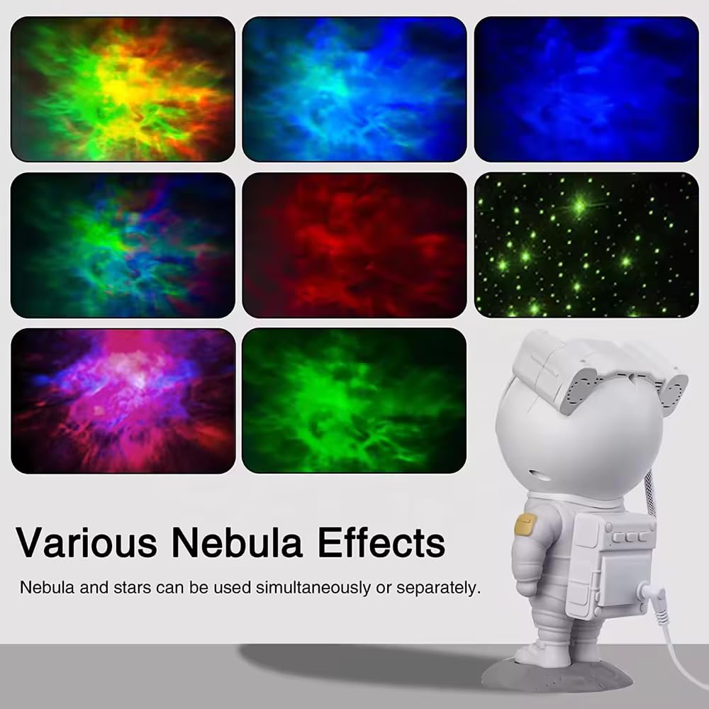 molinon Plastic Astronaut Galaxy Projector Robot Star Sky Space Night Light LED Lamp With Remote 360 Adjustable For Home, Tents, Gifts, Baby, Bedroom Gaming Room And Dance Party