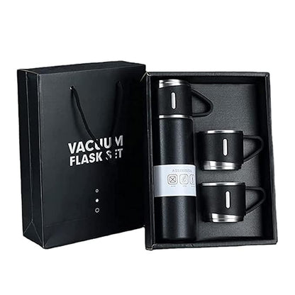 vacuum flask setVacuum Flask Set with 2 Cups – 500ml Stainless Steel Insulated Thermal Bottle, Hot & Cold for 12 Hours, Ideal for Office, Travel & Gifts