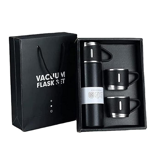 vacuum flask setVacuum Flask Set with 2 Cups – 500ml Stainless Steel Insulated Thermal Bottle, Hot & Cold for 12 Hours, Ideal for Office, Travel & Gifts