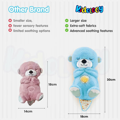 Kidology Breathing Teddy Bear Baby Plush with Music & Lights, Interactive Toy for Sensory Learning, Soft Stuffed Animal for Newborn Babies, Musical Toys Kids, Valentine Gift, Light Blue