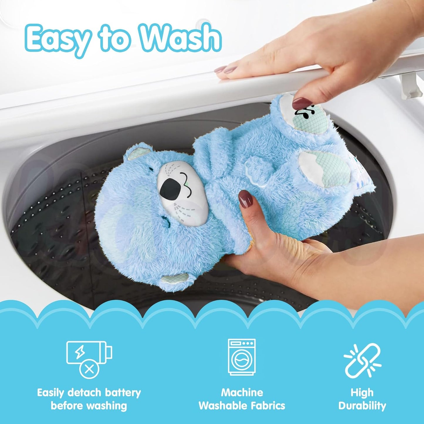 Kidology Breathing Teddy Bear Baby Plush with Music & Lights, Interactive Toy for Sensory Learning, Soft Stuffed Animal for Newborn Babies, Musical Toys Kids, Valentine Gift, Light Blue