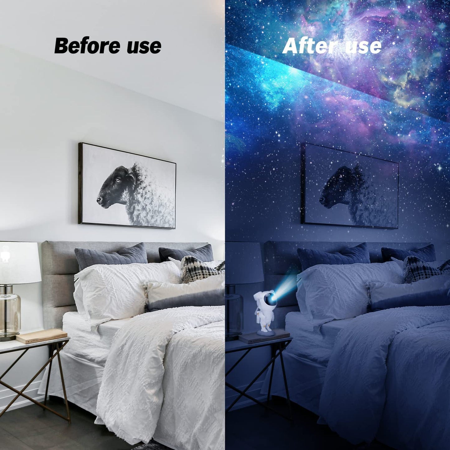 molinon Plastic Astronaut Galaxy Projector Robot Star Sky Space Night Light LED Lamp With Remote 360 Adjustable For Home, Tents, Gifts, Baby, Bedroom Gaming Room And Dance Party