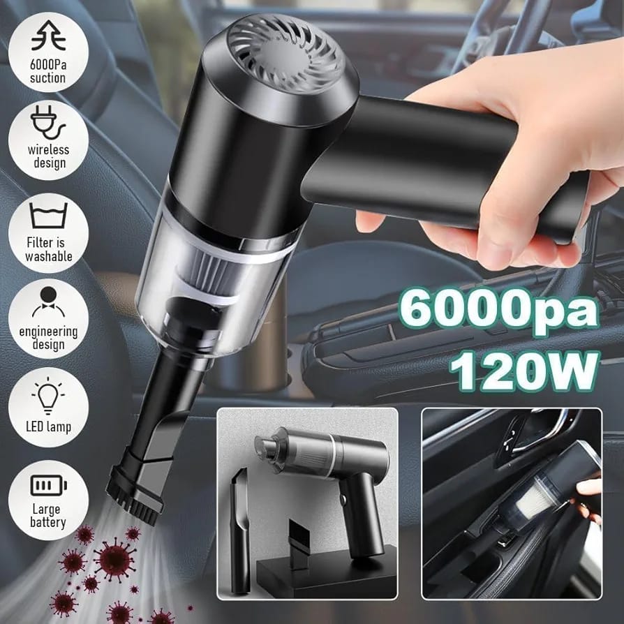 2 in 1 VACCUN CLEANER HANDHELD VACCUM CAR CLEANER AIR DUSTER WIRELESS RECHARGEABLE HOME